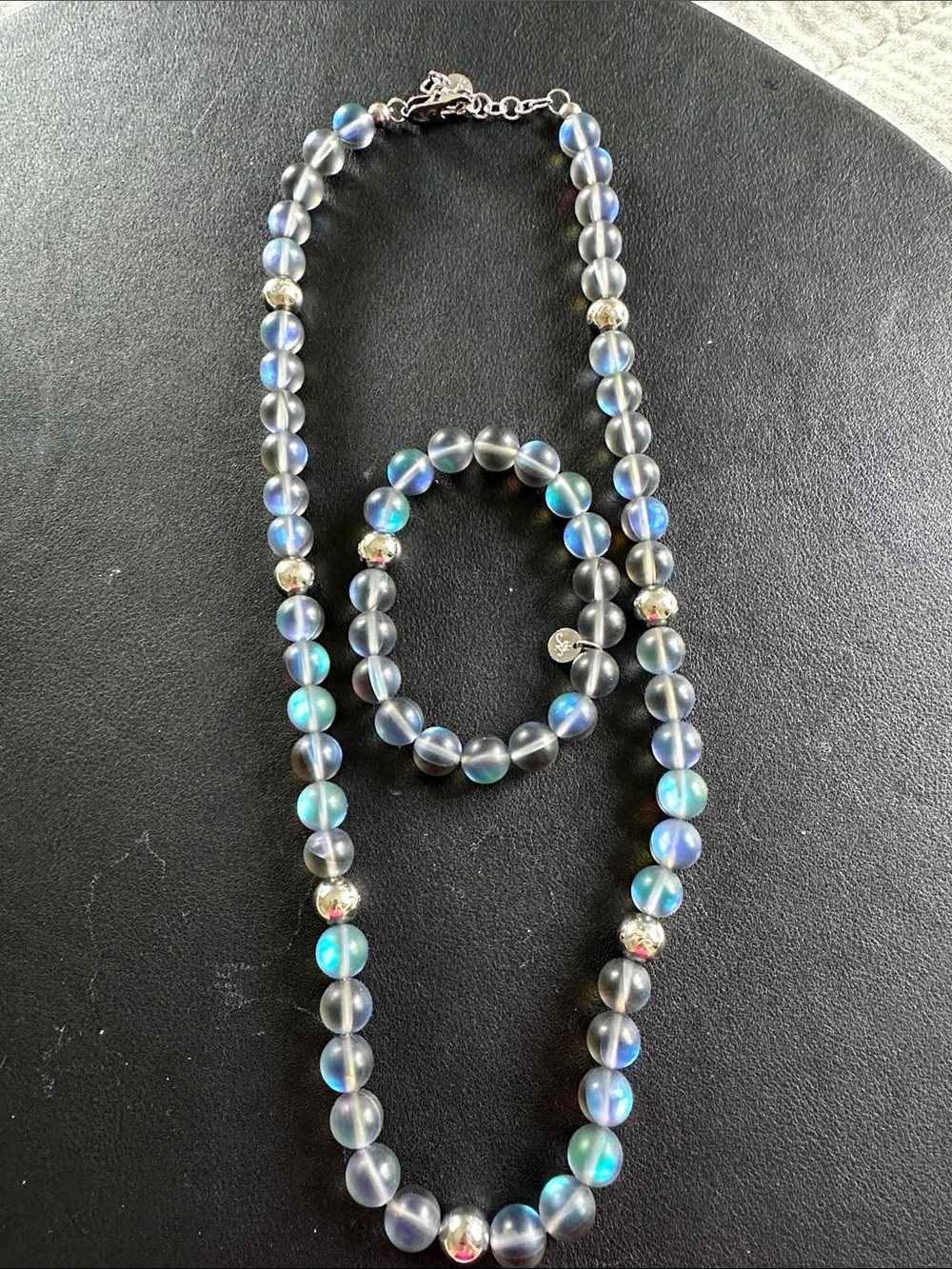 Nogu Grey | Silver | Mermaid Glass Statement Necklace/Bracelet SET